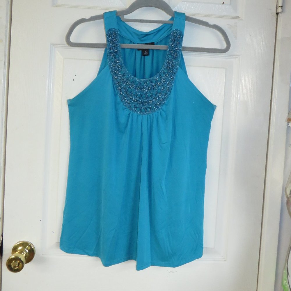 IZ Byer turquoise blue knit top